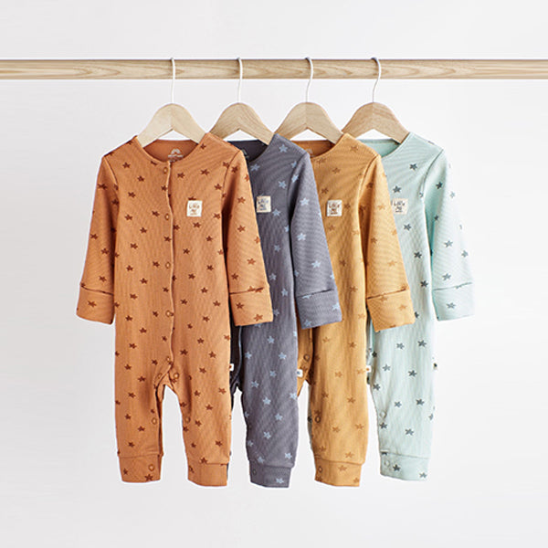 Neutral Baby Star Sleepsuits 4 Pack (0mths-2yrs)