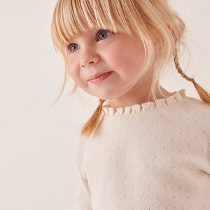 Ecru Cream Brushed Pointelle Top (3mths-6yrs)