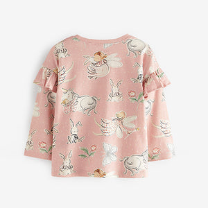 Pink Fairy Long Sleeve Frill Top (3mths-6yrs)