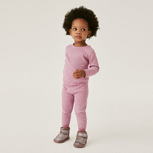 Purple Long Sleeve Lace Trim Rib T-Shirt (3mths-6yrs)