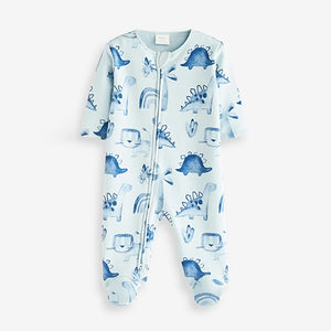 Blue Fleece Lined Baby Sleepsuit (0-18mths)