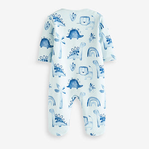 Blue Fleece Lined Baby Sleepsuit (0-18mths)