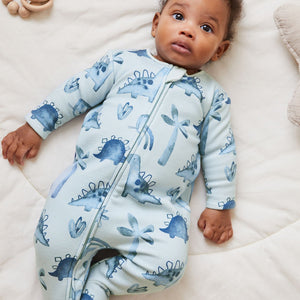 Blue Fleece Lined Baby Sleepsuit (0-18mths)