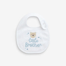 Load image into Gallery viewer, Blue/White Little Brother Baby Bibs 2 Pack
