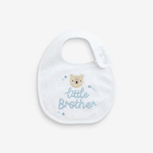 Blue/White Little Brother Baby Bibs 2 Pack