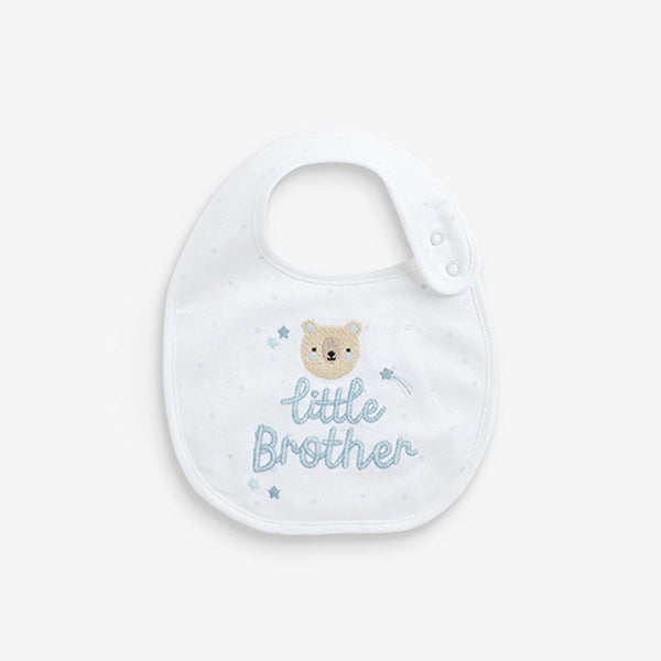 Blue/White Little Brother Baby Bibs 2 Pack