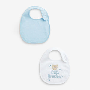 Blue/White Little Brother Baby Bibs 2 Pack