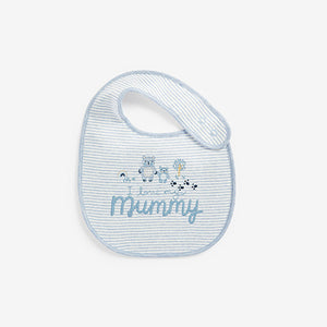 Blue Mummy/Daddy Baby 100% Cotton Bibs 2 Pack