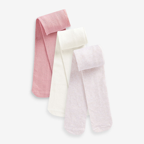 Pink/Neutral Baby Plain Tights 3 Packs (0mths-18mths)