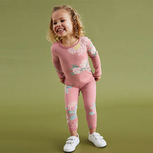 Load image into Gallery viewer, Pink Floral Rib Jersey Leggings (3mths-6yrs)
