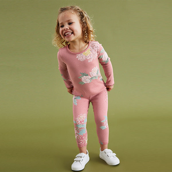 Pink Floral Rib Jersey Leggings (3mths-6yrs)