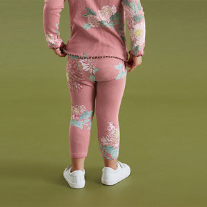 Pink Floral Rib Jersey Leggings (3mths-6yrs)