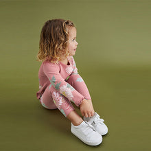 Load image into Gallery viewer, Pink Floral Rib Jersey Leggings (3mths-6yrs)
