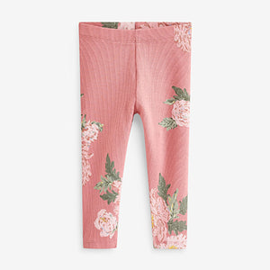 Pink Floral Rib Jersey Leggings (3mths-6yrs)