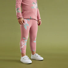 Load image into Gallery viewer, Pink Floral Rib Jersey Leggings (3mths-6yrs)
