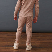 Load image into Gallery viewer, Brown Ditsy Rib Jersey Leggings (3mths-6yrs)
