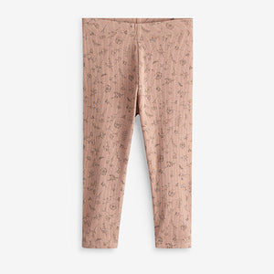 Brown Ditsy Rib Jersey Leggings (3mths-6yrs)