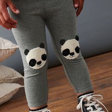 Load image into Gallery viewer, Grey Panda Embroidered Leggings (3mths-6yrs)
