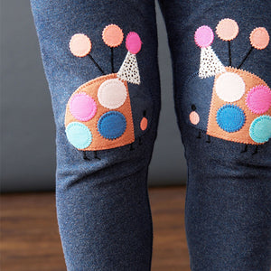 Navy Ladybird Embroidered Leggings (3mths-6yrs)