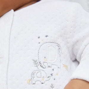 White Velour Baby Sleepsuit (0mths-2yrs)