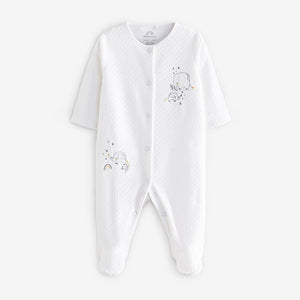 White Velour Baby Sleepsuit (0mths-2yrs)