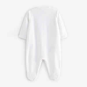 White Velour Baby Sleepsuit (0mths-2yrs)