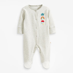 Grey Cotton Baby Sleepsuits 3 Pack (0mths-2yrs)