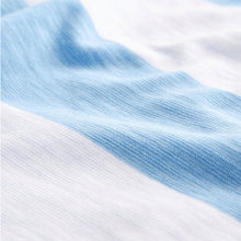 Load image into Gallery viewer, Chambray Blue Stripe Crew Neck Linen Look Sub Jersey Cap Sleeve T-Shirt
