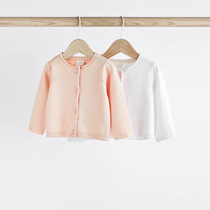 White/Pink Baby Cardigans 2 Pack (0mths-12-18mt)