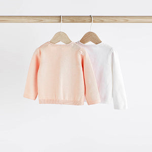 White/Pink Baby Cardigans 2 Pack (0mths-12-18mt)