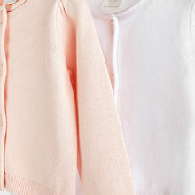 Load image into Gallery viewer, White/Pink Baby Cardigans 2 Pack (0mths-12-18mt)
