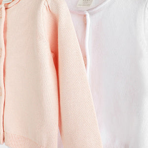 White/Pink Baby Cardigans 2 Pack (0mths-12-18mt)