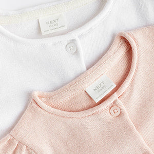 White/Pink Baby Cardigans 2 Pack (0mths-12-18mt)