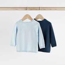 Load image into Gallery viewer, Blue &amp; Navy Baby Lightweight 100% Cotton Knitted Cardigans 2 Packs (0mths-1.5-2yrs)
