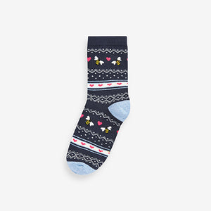 Blue Ankle Socks 5 Pack