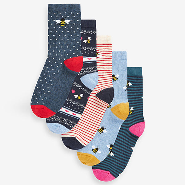 Blue Ankle Socks 5 Pack