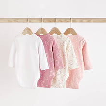 Load image into Gallery viewer, Pink/White Bear Baby Long Sleeve Bodysuits 4 Pack (0mth-18mths)
