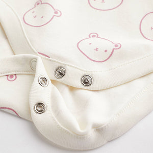 Pink/White Bear Baby Long Sleeve Bodysuits 4 Pack (0mth-18mths)