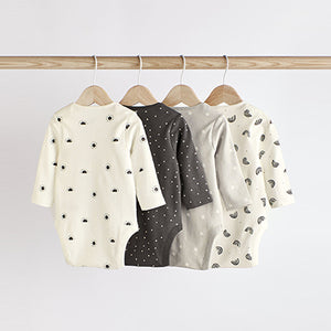 Monochrome Baby Printed Long Sleeve Bodysuits 4 Pack (0mth-2yrs)