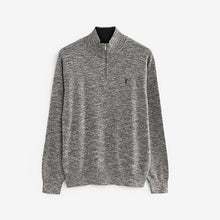 Load image into Gallery viewer, Charcoal Grey Regular Marl Zip Neck Jumper
