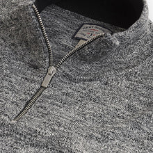 Load image into Gallery viewer, Charcoal Grey Regular Marl Zip Neck Jumper
