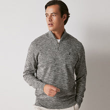 Load image into Gallery viewer, Charcoal Grey Regular Marl Zip Neck Jumper
