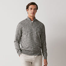 Load image into Gallery viewer, Charcoal Grey Regular Marl Zip Neck Jumper
