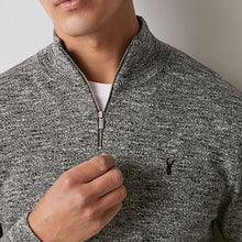 Load image into Gallery viewer, Charcoal Grey Regular Marl Zip Neck Jumper
