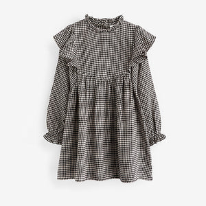 Black/White Ruffle Check Dress (3-12yrs)