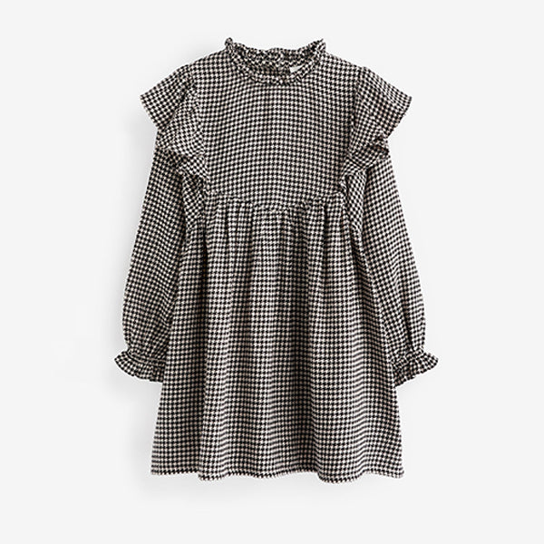 Black/White Ruffle Check Dress (3-12yrs)