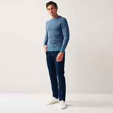 Load image into Gallery viewer, Blue Regular Knitted Textured Jumper
