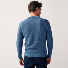 Load image into Gallery viewer, Blue Regular Knitted Textured Jumper
