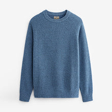 Load image into Gallery viewer, Blue Regular Knitted Textured Jumper
