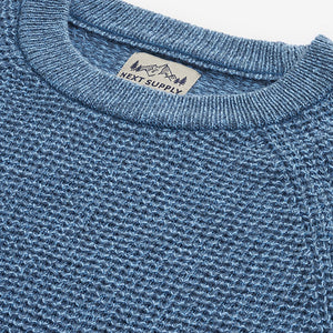 Blue Regular Knitted Textured Jumper